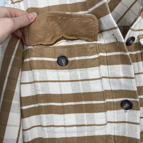 Everlane The Oversized Shirt Jacket Camel‎ Plaid Shacket 100% Cotton Size Small - Picture 6 of 12